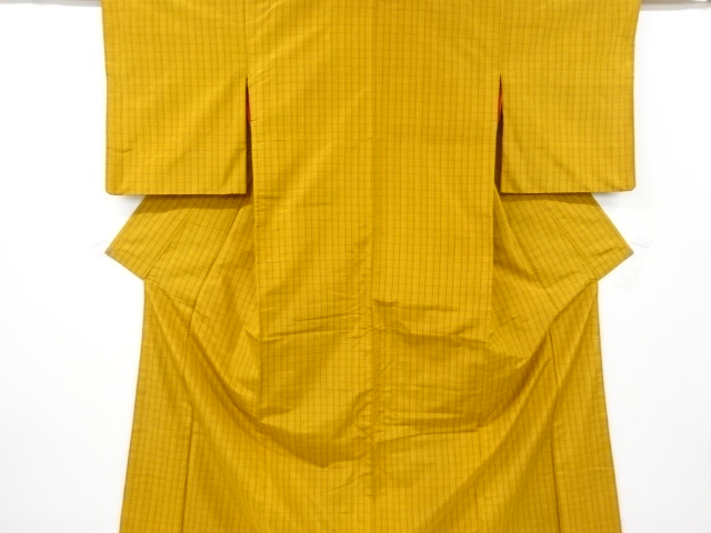 JAPANESE KIMONO / ANTIQUE KIMONO / SILK / YONEZAWA TSUMUGI / WOVEN GRID